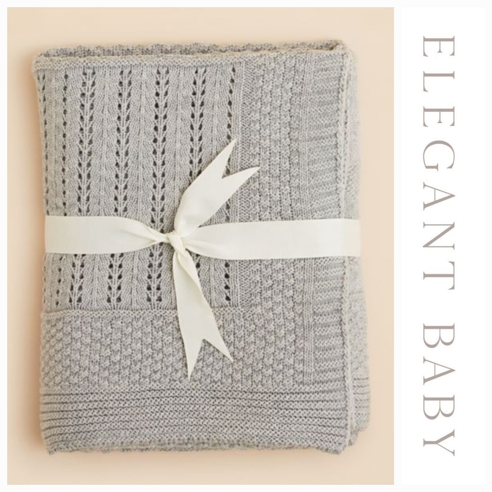 Elegant Baby Seed Knit Stitch Gray Blanket 30" W x 40" L